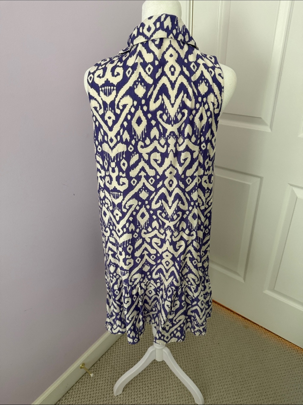 THML Purple and White Ikat Dress with Orange & Mint Trim - Picture 5 of 8